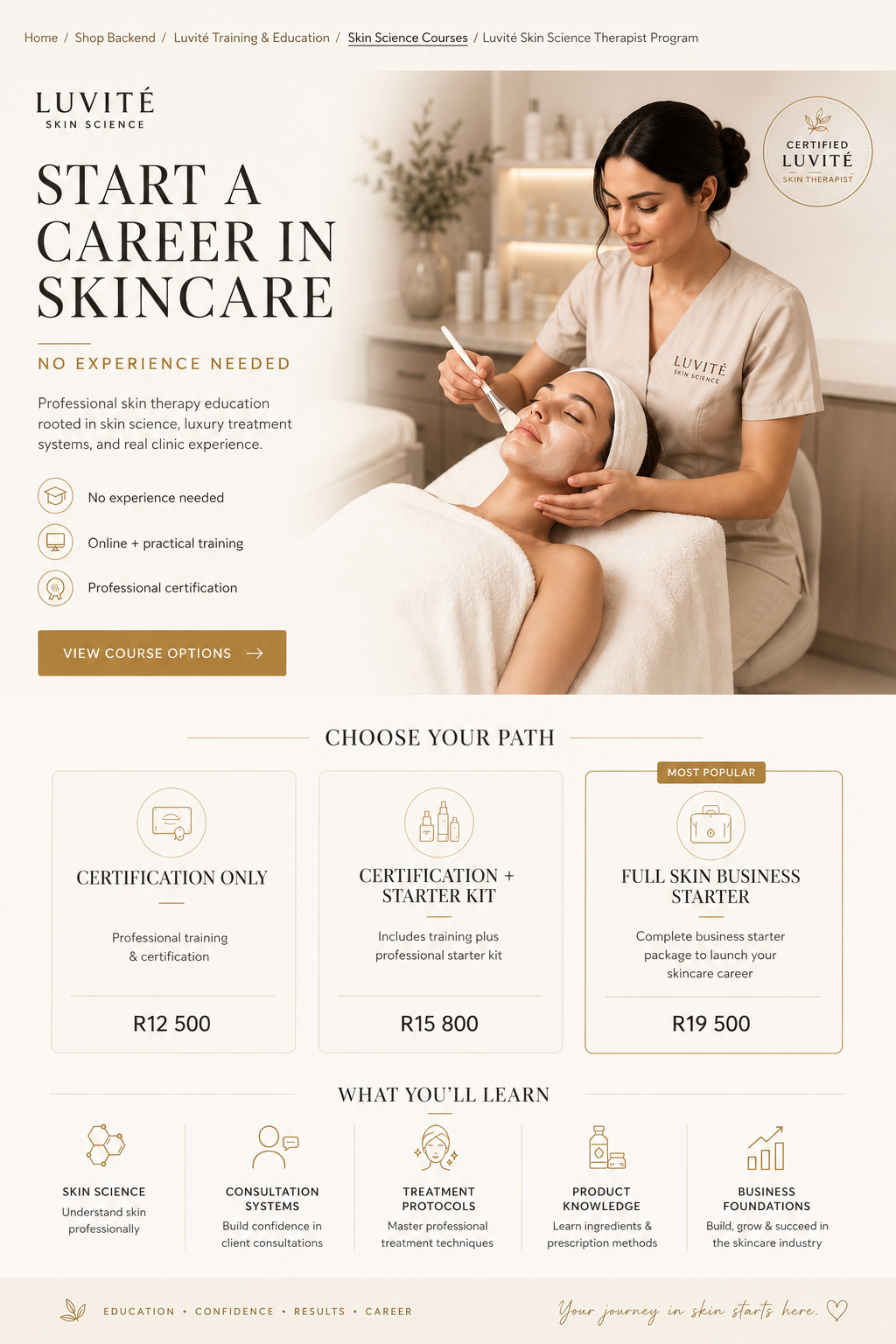 Luvité Skin Science Professional Program